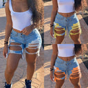 Trendy Women's Destroyed Denim Shorts with Frayed Hems