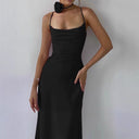 Chic Maxi Dress for Women - Slim Spaghetti Straps & Deep Neckline