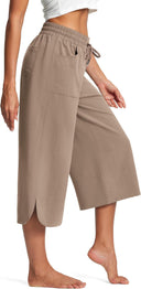 Chic Women's Culottes with Stretch Waist and Handy Pockets