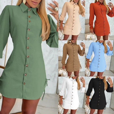 Women's Ruffle-Detail Button-Up Dress in Feminine Style