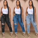 Stylish High-Waisted Ripped Jeans for Women