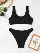 Textured Women's Bikini Set with High-Cut Bottoms