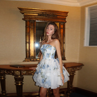Floral Cocktail Dress for Women with Structured Bodice