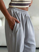 Chic High-Waist Pleated Women's Trousers with Side Pockets