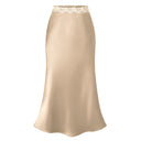 Chic Satin Skirt with Lace Waistband for Women