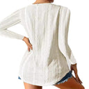 Textured Women's Blouse with Stylish Button Accents