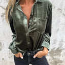 Satin Blouse with Classic Collar and Pocket