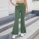 Chic Women's Flared Knit Pants with Elastic Waistband