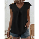 Chic Women's V-Neck Blouse with Lace Sleeves