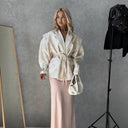 Chic Braided Blazer with Waist Tie for Women