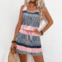 Fashionable Striped Women's Dress with Elastic Waist