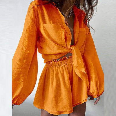 Chic Women's Blouse and Shorts Set