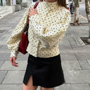 Chic Women's Polka Dot Fitted Blouse