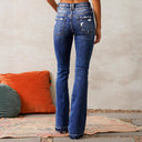 High-Waisted Women's Flared Jeans with Chic Distressed Style