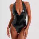 Women's Shiny Deep V-Neck Bodysuit