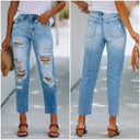 Trendy Destroyed Detail Women's Jeans