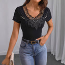Artistic Embroidered Women's Bodysuit