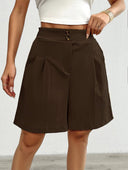 Chic Pleated Button Shorts for Women