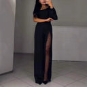 Chic Women's Jumpsuit with Sheer Inserts and Sequin Detail