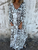 Chic Women's Maxi Dress with Deep V-Neck