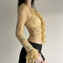 Chic Embellished Lace Ruffle Top for Women