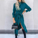 Chic Women's Wrap Shirt Dress with Button Placket