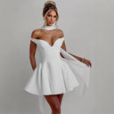 Women's Off-Shoulder Cocktail Dress with Flared Skirt and Stylish Draping