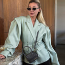Chic Oversized Blazer Jacket with Belt for Women