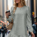 Chic Women's Puff Sleeve Ruffle Sweat Dress