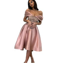Chic Evening Dress with Shimmering Top and Flutter Sleeves