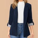 Chic Women's Blazer with Roll-Up Sleeves and Classic Design