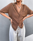 Chic Short Sleeve Blouse with Button Detail