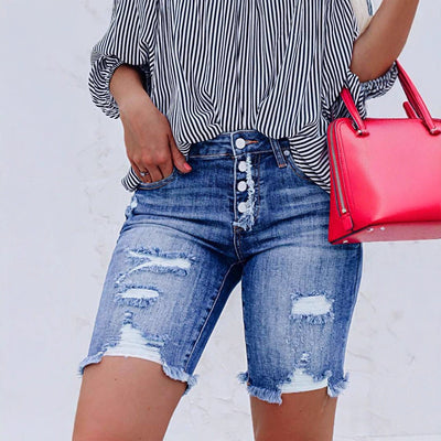 Trendy Women's Destroyed Denim Shorts