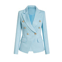 Chic Women's Double-Breasted Blazer with Gold Accents