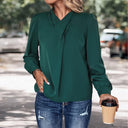 Chic Blouse with Puffed Sleeves and Stand-Up Collar