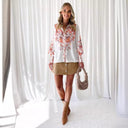 Floral Puff Sleeve Women's Blouse