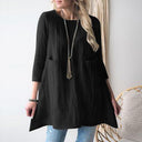 Chic Women's Tunic Dress with Pockets & 3/4 Sleeves
