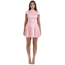 Chic Women's Short Sleeve Dress with Flowing Skirt