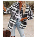 Stylish Checkered Blouse with Oversized Fit and Pockets