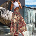 Colorful Ethno Pattern Women's Macro Skirt with Elastic Waistband