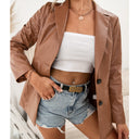Chic Faux Leather Blazer Jacket for Women