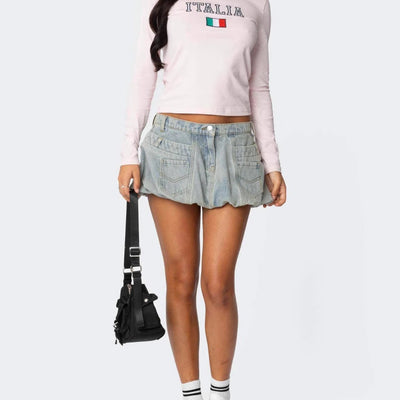 Trendy Women's Denim Skirt with Fun Pockets