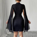 Shimmering Women's Evening Dress with Flowing Sleeves