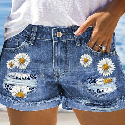 Floral-Embellished Ladies' Denim Shorts for Effortless Style