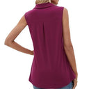 Chic Women's V-Neck Sleeveless Blouse with Collar
