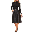 Stylish Puff Sleeve Top with Faux Leather Skirt