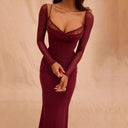 Chic Long-Sleeve Maxi Dress with Stylish Ruffles
