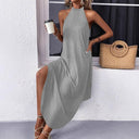 Women's Summer Maxi Dress with Halter Neck and Handy Pockets