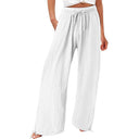 Chic Women's Wide-Leg Summer Trousers with Elastic Waist and Side Pockets