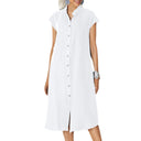 Chic Women's Button-Up Dress with Pockets